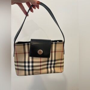 Authentic Burberry Beige and Black Plaid Shoulder Bag